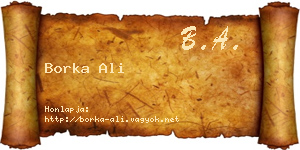 Borka Ali névjegykártya